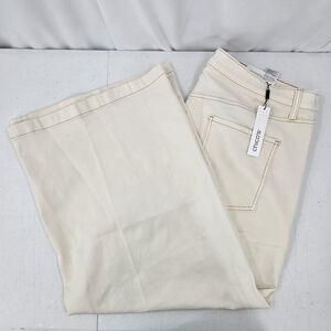 NWT Chicos Womens High Rise Wide Leg Crop Jeans Plus Size 18 Cream Color Stretch
